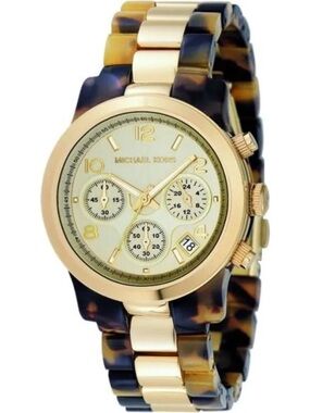 Michael Kors MK5138 Tortoise Acrylic and Gold-Tone Bracelet Chronograph